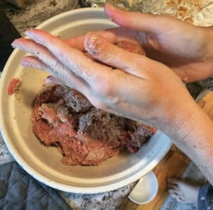 Making the meatballs for Sunday sauce