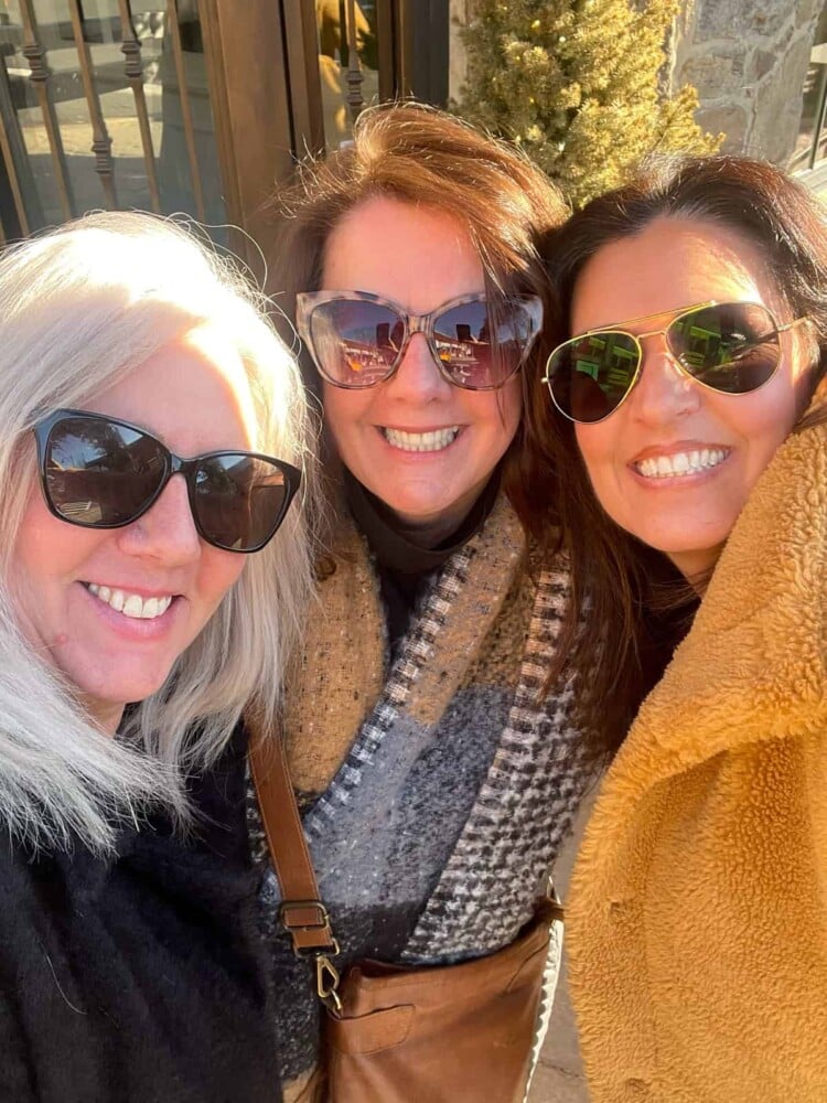 Garden blogger stacy ling with some friends outside trattoria MV
