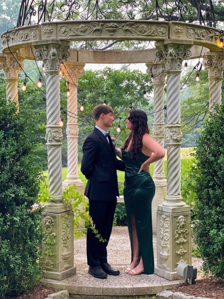 Pre prom in the formal garden with garden blogger Stacy Ling's daughter and her boyfriend